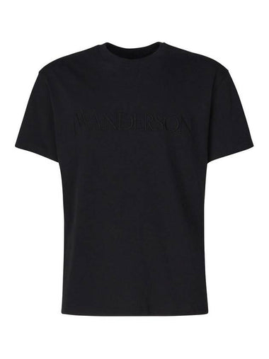 Embroidered Logo Cotton Short Sleeve T-Shirt Black - JW ANDERSON - BALAAN 1