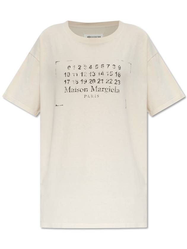 Maison Margiela T-shirt With Print, Women's, Cream - MAISON MARGIELA - BALAAN 1