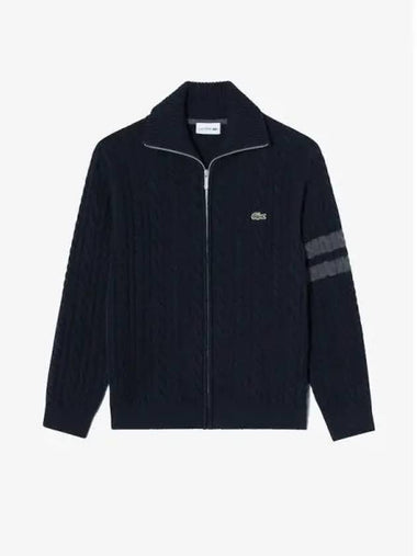 Men s cable zip up spring and fall cardigan AH302E 54N 166 Domestic product GQ2N24092437169 - LACOSTE - BALAAN 1