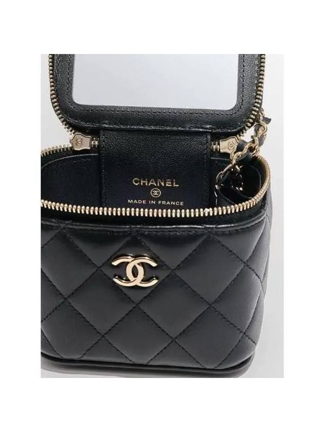 Vanity Lambskin Champagne Gold Chain Small Cross Bag Black - CHANEL - BALAAN 5