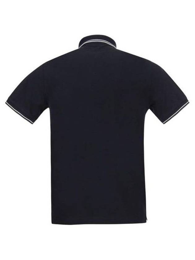 Stretch Cotton Pique Short Sleeve Polo Shirt Black - STONE ISLAND - BALAAN 3