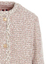 Studded Button Tweed Jacket Pink - VALENTINO - BALAAN 4