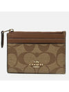 Signature Canvas Mini Skinny ID Case Brown - COACH - BALAAN.