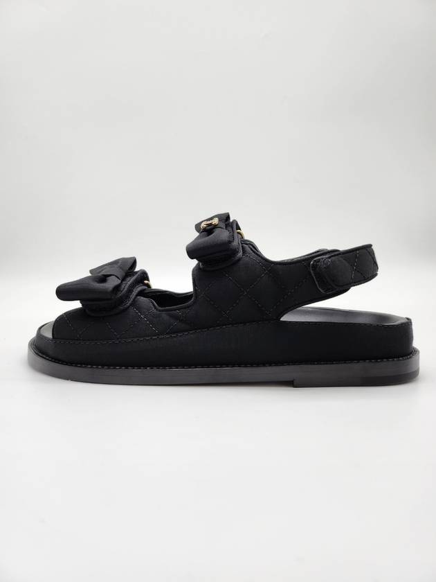 Women's Ribbon Velcro Sandals Black - CHANEL - BALAAN.