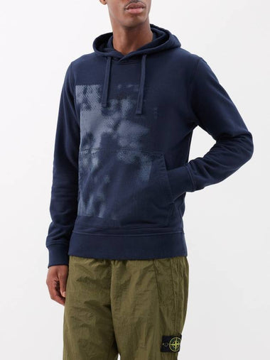 Foam One Print Embroidery Cotton Hoodie Navy - STONE ISLAND - BALAAN 1