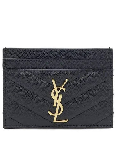 Gold Hardware Matelasse Caviar Leather Card Wallet Black - SAINT LAURENT - BALAAN 2