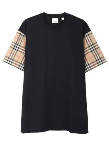 Vintage Check Sleeve Cotton Oversized T Shirt - BURBERRY - BALAAN 1