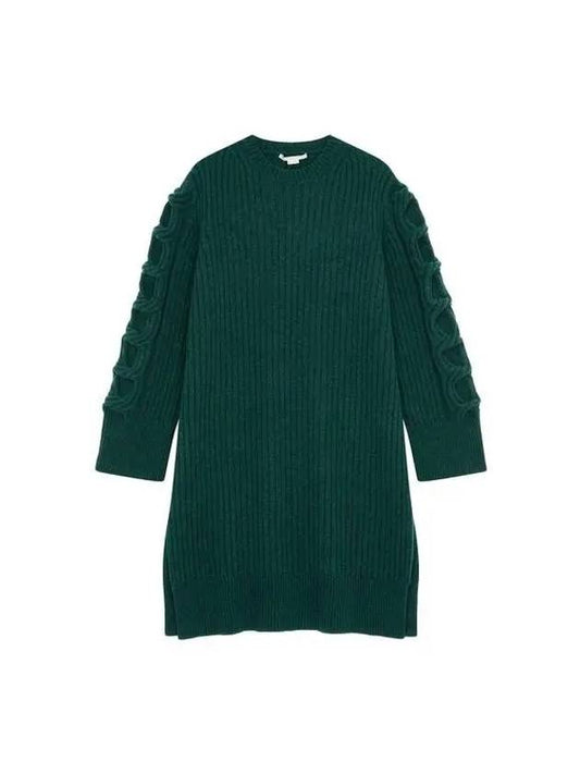 Chain cable cashmere long knit dark green 270850 - STELLA MCCARTNEY - BALAAN 1