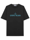 Stitches Two Embroidery Short Sleeve T-Shirt Black - STONE ISLAND - BALAAN 1