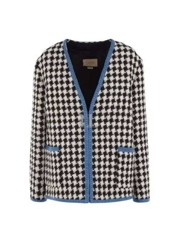 Women's Gingham Tweed Jacket Ivory Blue - GUCCI - BALAAN 2