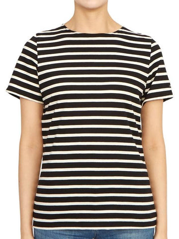 Etrille Striped Short Sleeve T-Shirt White Black - SAINT JAMES - BALAAN 1