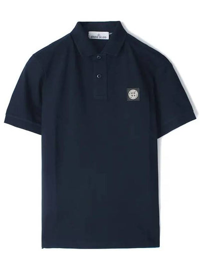 Organic Cotton Elastane Pique Polo Shirt Navy - STONE ISLAND - BALAAN 2