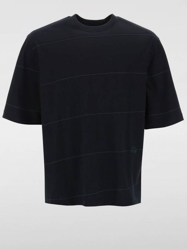 Striped Cotton Short Sleeve T-Shirt Black - BURBERRY - BALAAN 5