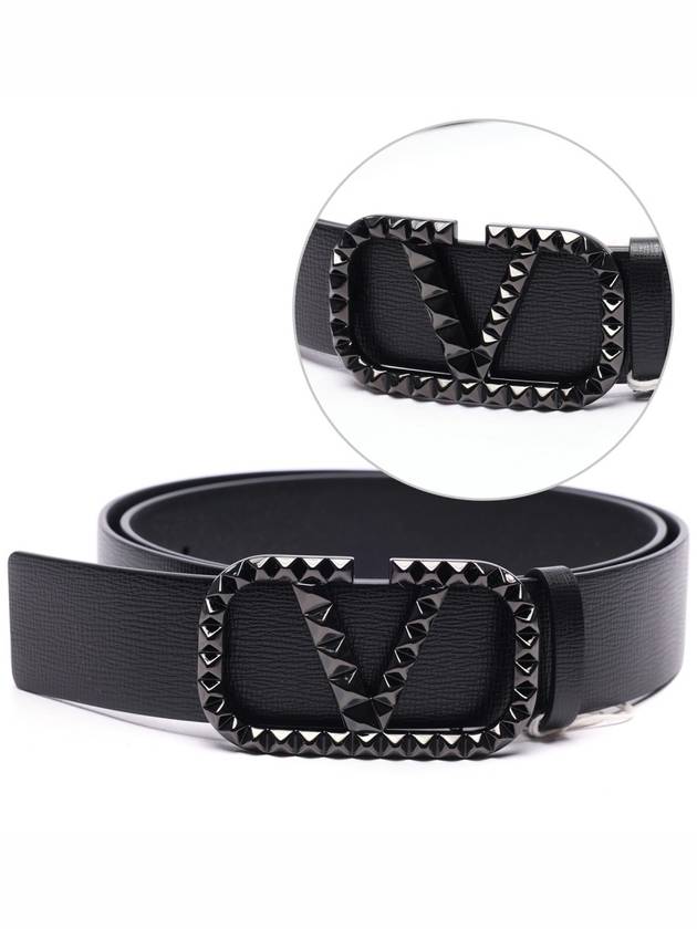 V logo buckle belt black - VALENTINO - BALAAN.