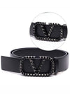 V Logo Buckle Leather Belt Black - VALENTINO - BALAAN 2