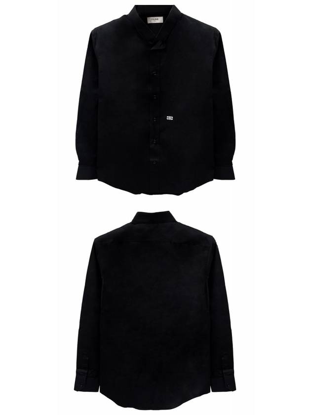 Triomphe Embroidered Inverted Collar Long Sleeve Shirt Black - CELINE - BALAAN 5