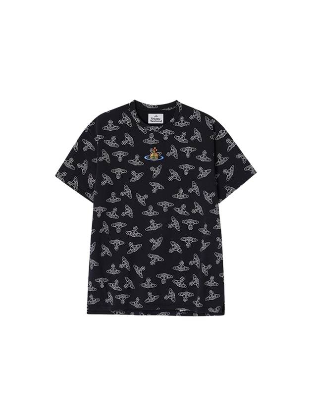 Embroidered Logo Monogram Short Sleeve T-Shirt Navy - VIVIENNE WESTWOOD - BALAAN 2