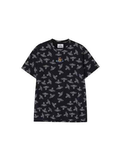 Embroidered Logo Monogram Short Sleeve T-Shirt Navy - VIVIENNE WESTWOOD - BALAAN 2