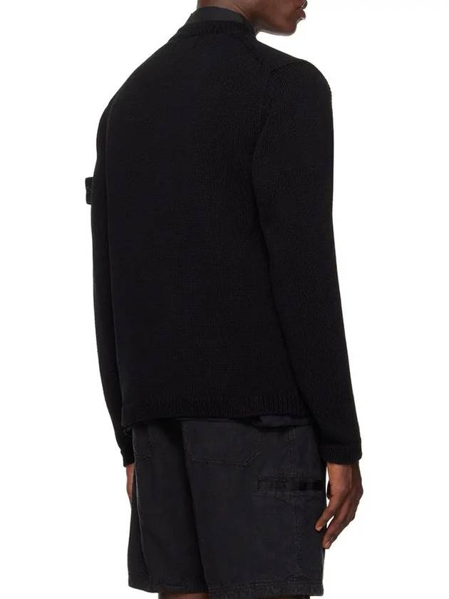 Wappen V Neck Cotton Knit Cardigan Black - STONE ISLAND - BALAAN 4