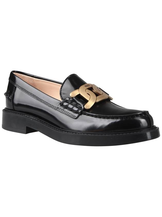 Brushed Leather Chain Loafers Black - TOD'S - BALAAN 4