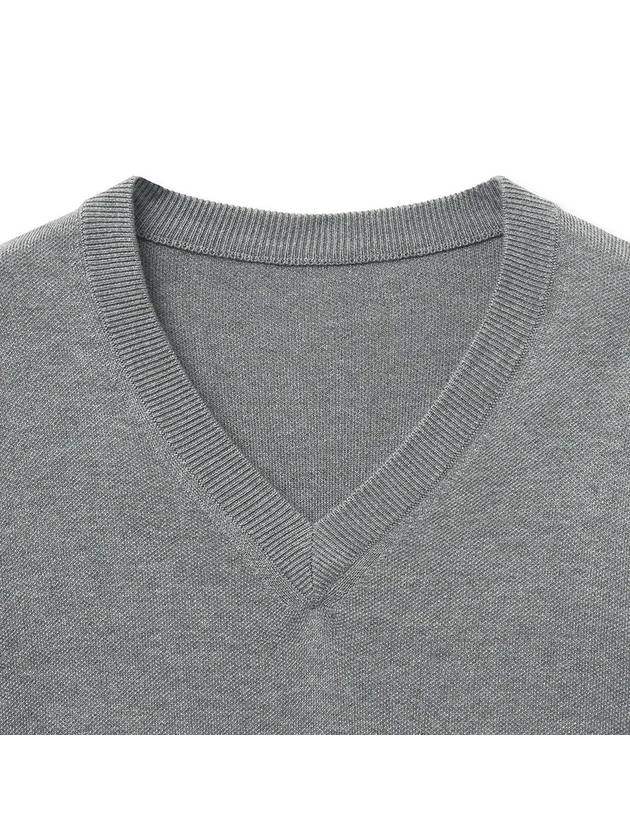 Wool Blend V-Neck Knit Top Grey - NOIRER FOR WOMEN - BALAAN 5