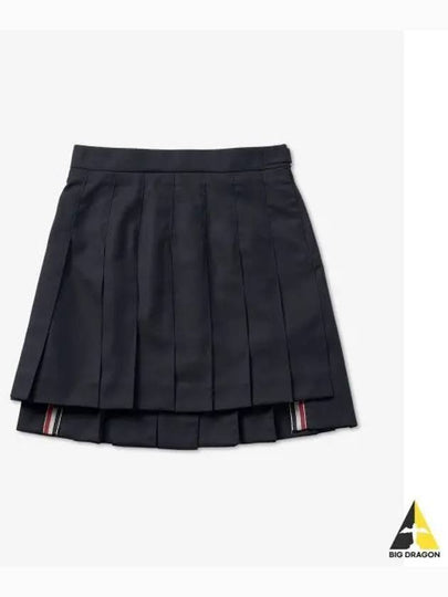 RMB Wool Mini Pleated Skirt Navy - THOM BROWNE - BALAAN 2