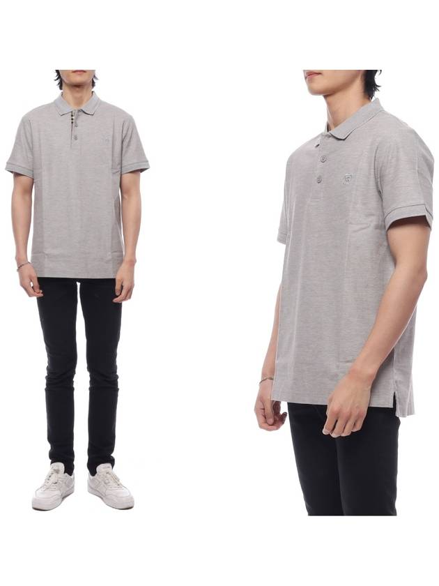 Embroidered Logo Short Sleeve Polo Shirt Grey - BURBERRY - BALAAN 3