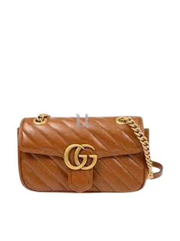 Gold Plated GG Marmont Matelasse Small Shoulder Bag Brown - GUCCI - BALAAN 2