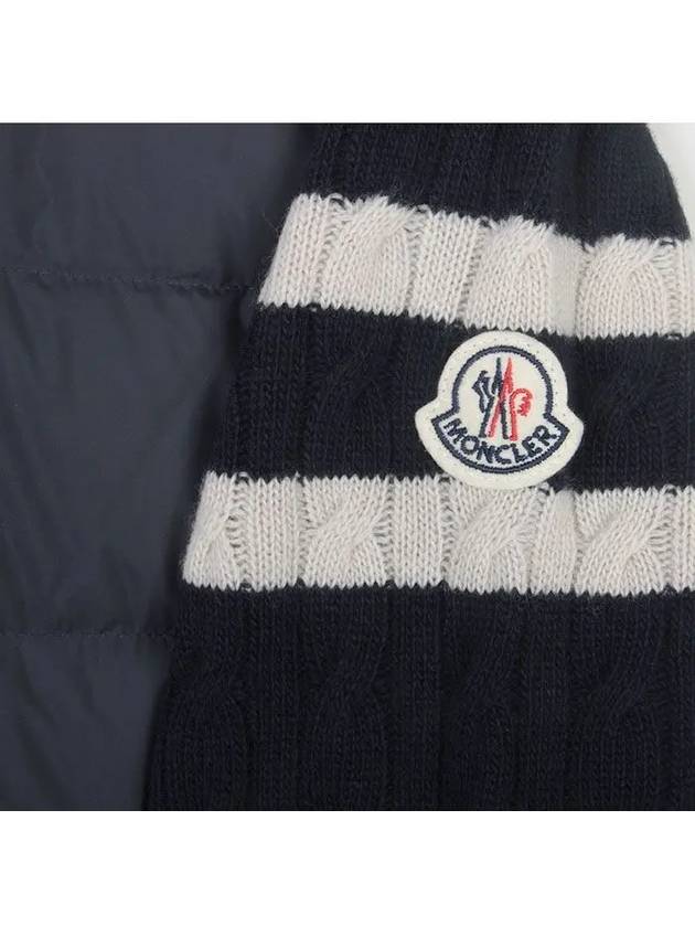 Padded Wool Zip-Up Cardigan Navy - MONCLER - BALAAN 5