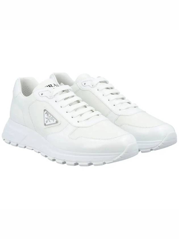 Triangle Logo Leather Low-Top Sneakers White - PRADA - BALAAN 4