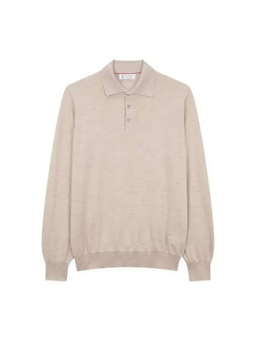 Men s Cashmere Wool Collar Pullover Melange Beige 271012 - BRUNELLO CUCINELLI - BALAAN 1