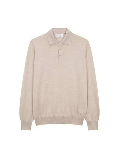 Men s Cashmere Wool Collar Pullover Melange Beige 271012 - BRUNELLO CUCINELLI - BALAAN 1