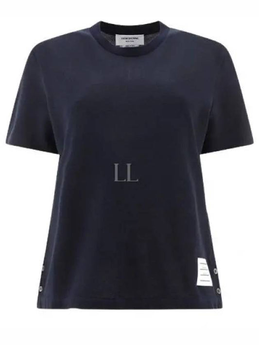 Center Back Stripe Classic Cotton Pique Relaxed Fit Short Sleeve T-Shirt Navy - THOM BROWNE - BALAAN 2