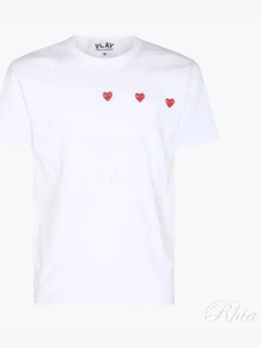 Triple Red Heart Short Sleeve T Shirt Top P1T3373 WHITE - COMME DES GARCONS - BALAAN 1