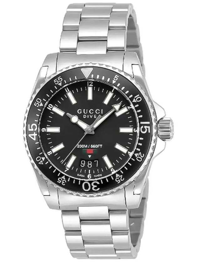 Dive Black Dial Metal Watch Silver - GUCCI - BALAAN 4