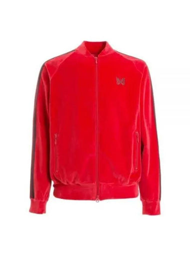 R C Track Jacket CPE Velor Red NS251 - NEEDLES - BALAAN 1