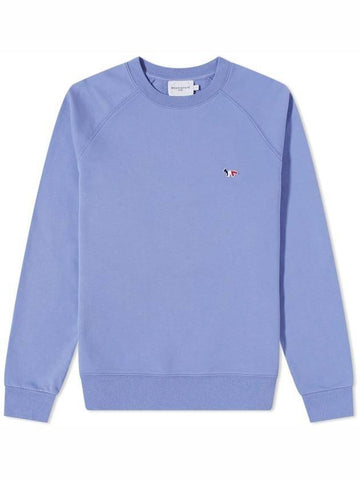 Tri Color Fox Patch Cotton Sweatshirt Light Blue - MAISON KITSUNE - BALAAN 1