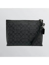 Women's Carryall Signature Canvas Clutch Bag Charcoal Black - COACH - BALAAN 2