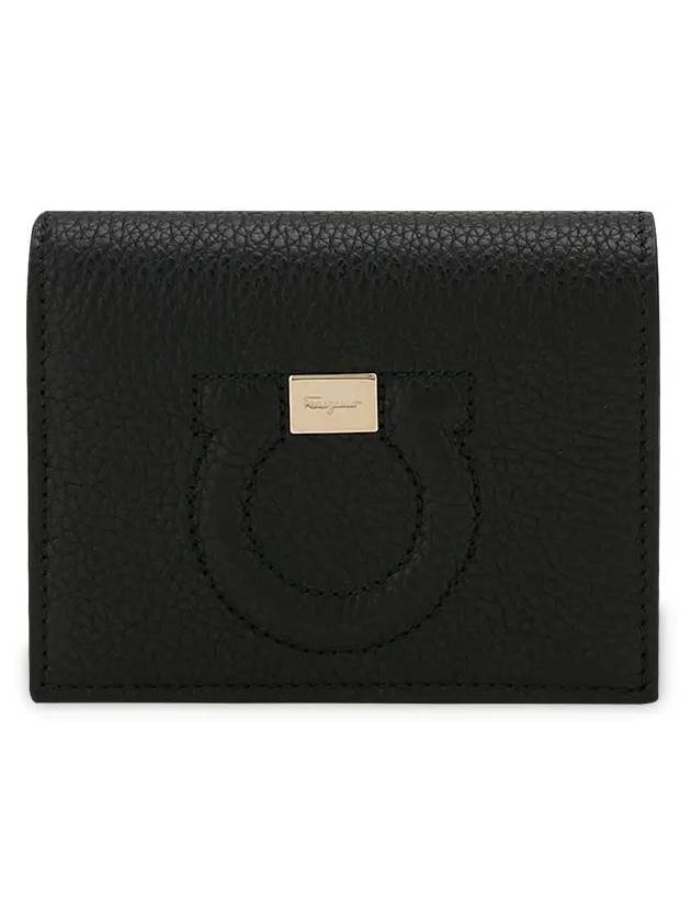 Gancini Logo Half Wallet Black - SALVATORE FERRAGAMO - BALAAN 4