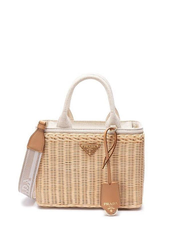 Handbag in Woven Wicker 1BG8352CYGV3VM F0018 NATURALE - PRADA - BALAAN 1