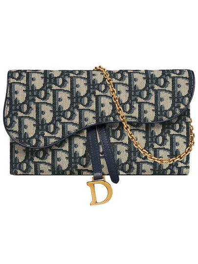 Oblique Saddle Chain Cross Long Wallet Blue - DIOR - BALAAN 2