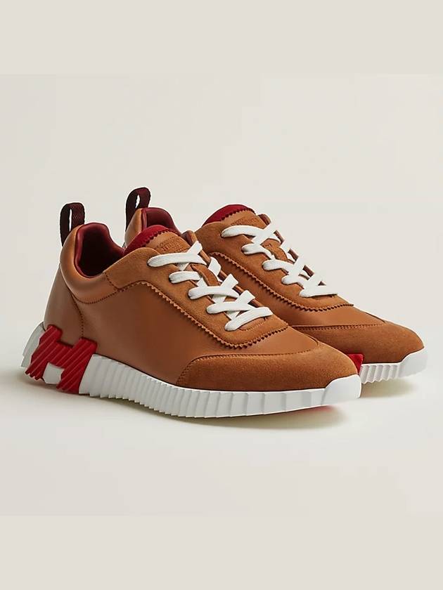 Bouncing Leather Low Top Sneakers Natural Brown - HERMES - BALAAN 2