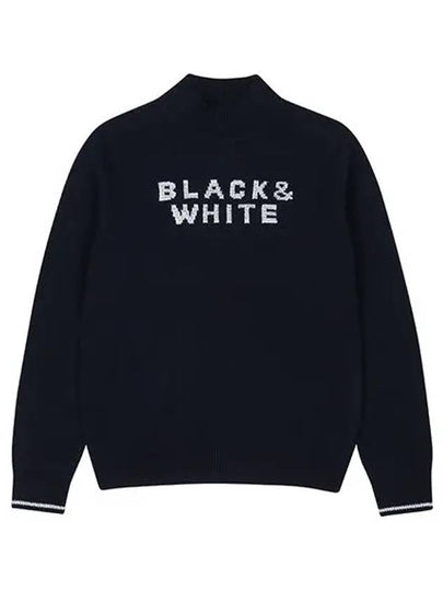 Women s Hotfix Logo High Neck Sweater 2634LXKW NAVY - BLACK&WHITE - BALAAN 2