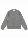 Milano Stitch Sprite Armband Cotton V-neck Cardigan Light Grey - THOM BROWNE - BALAAN 2