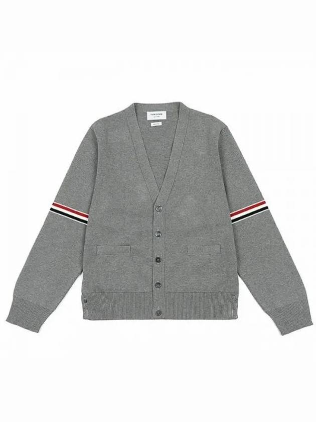 Milano Stitch Sprite Armband Cotton V-neck Cardigan Light Grey - THOM BROWNE - BALAAN 2