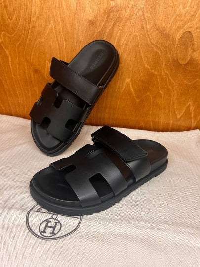 Chypre Calfskin Sandals Black - HERMES - BALAAN 2