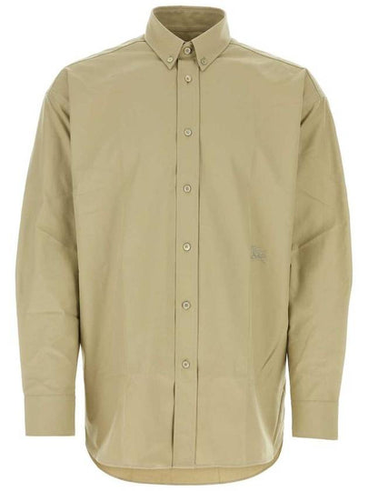 Cotton Oxford Long Sleeve Shirt Green - BURBERRY - BALAAN 2