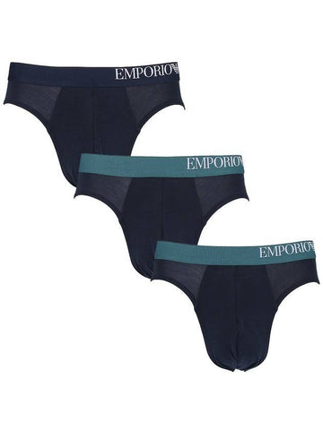 Logo 3 Pack Briefs Navy - EMPORIO ARMANI - BALAAN 1