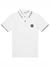 Men's Two Line Wappen Patch Cotton Short Sleeve Polo Shirt White - STONE ISLAND - BALAAN 2