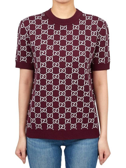 Reversible GG Jacquard Wool Knit Top Bordeaux White - GUCCI - BALAAN 2